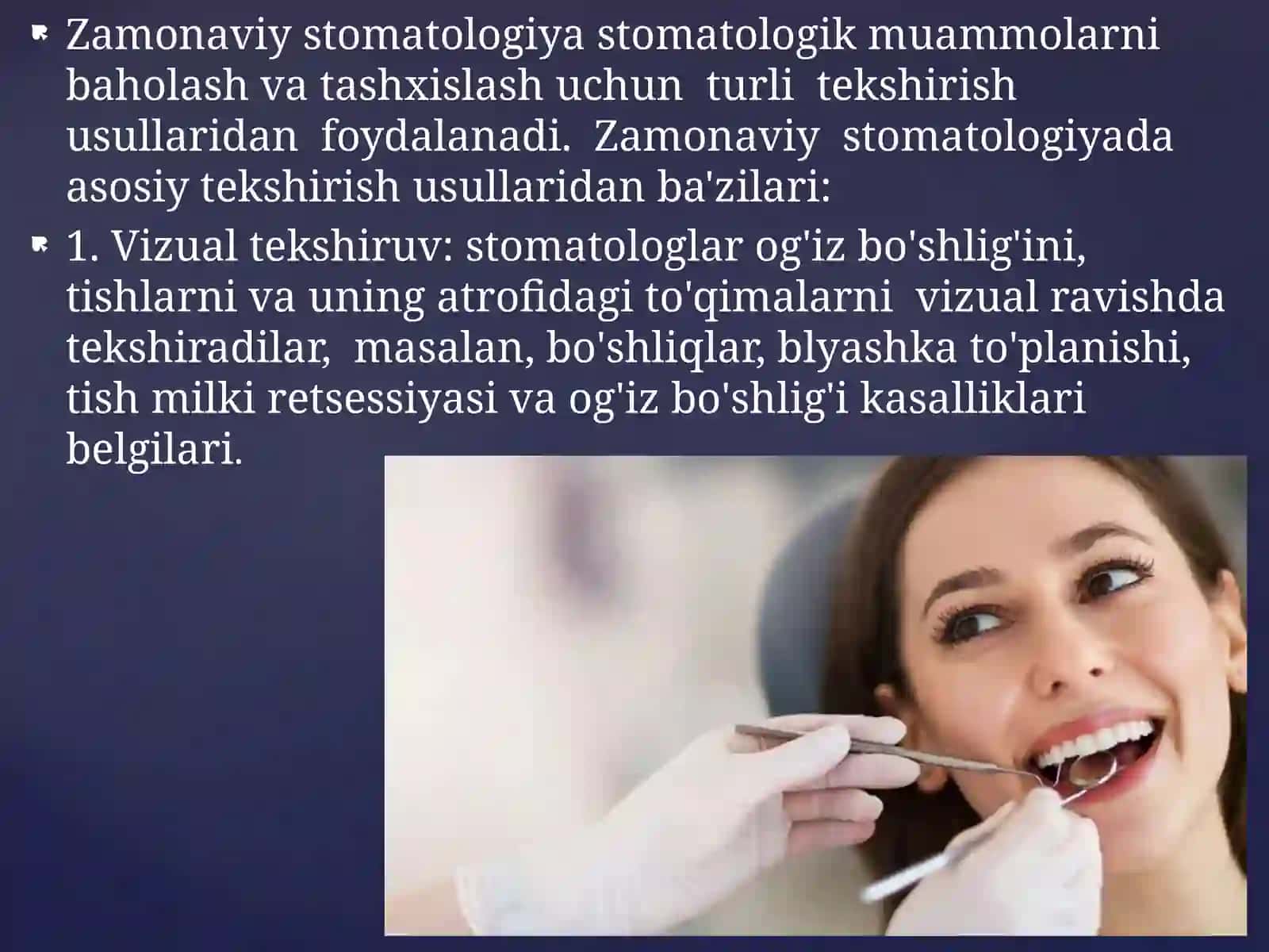 Stomatologik bemorlar kariesni tekshiradi 2
