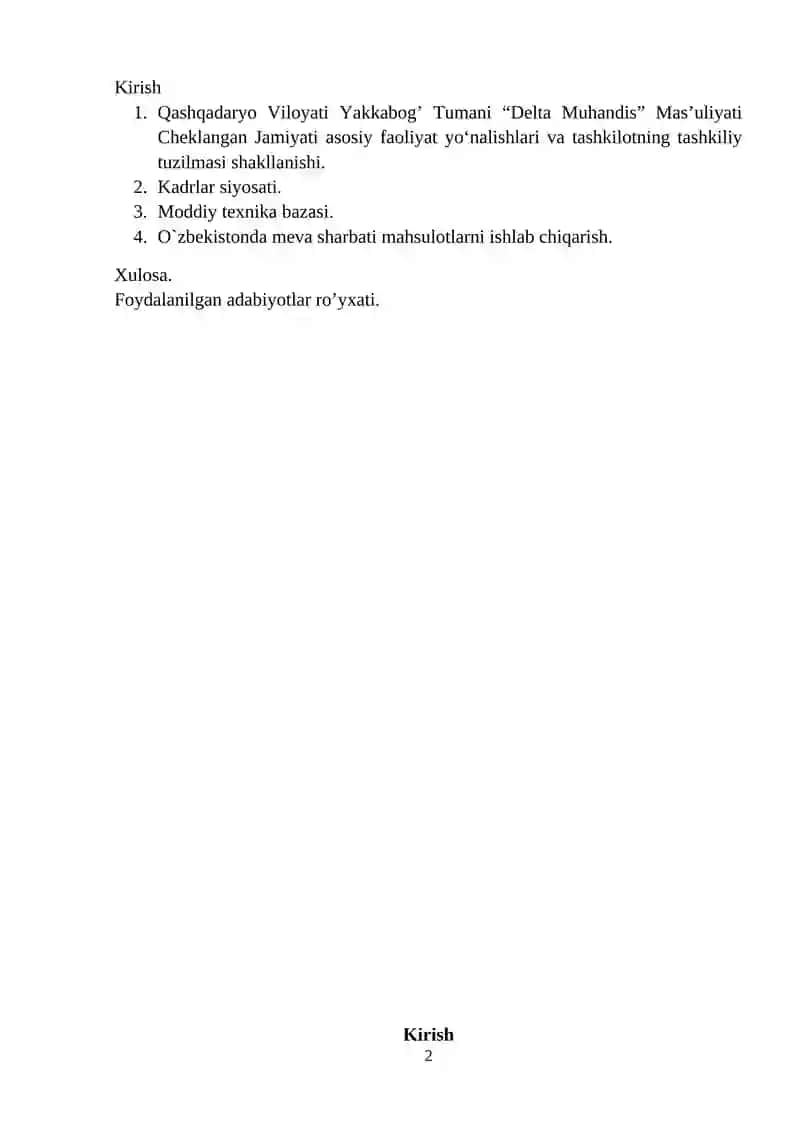 MALAKAVIY AMALIYOT HISOBOTI  ( “Delta Muhandis” MCHJ misolida) 2