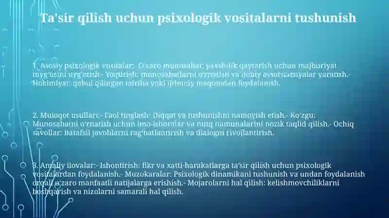 Insoniy Muomala Va Muloqotning Psixologik Vositalari. Samarali TaʼSir Psixologiyasi 2