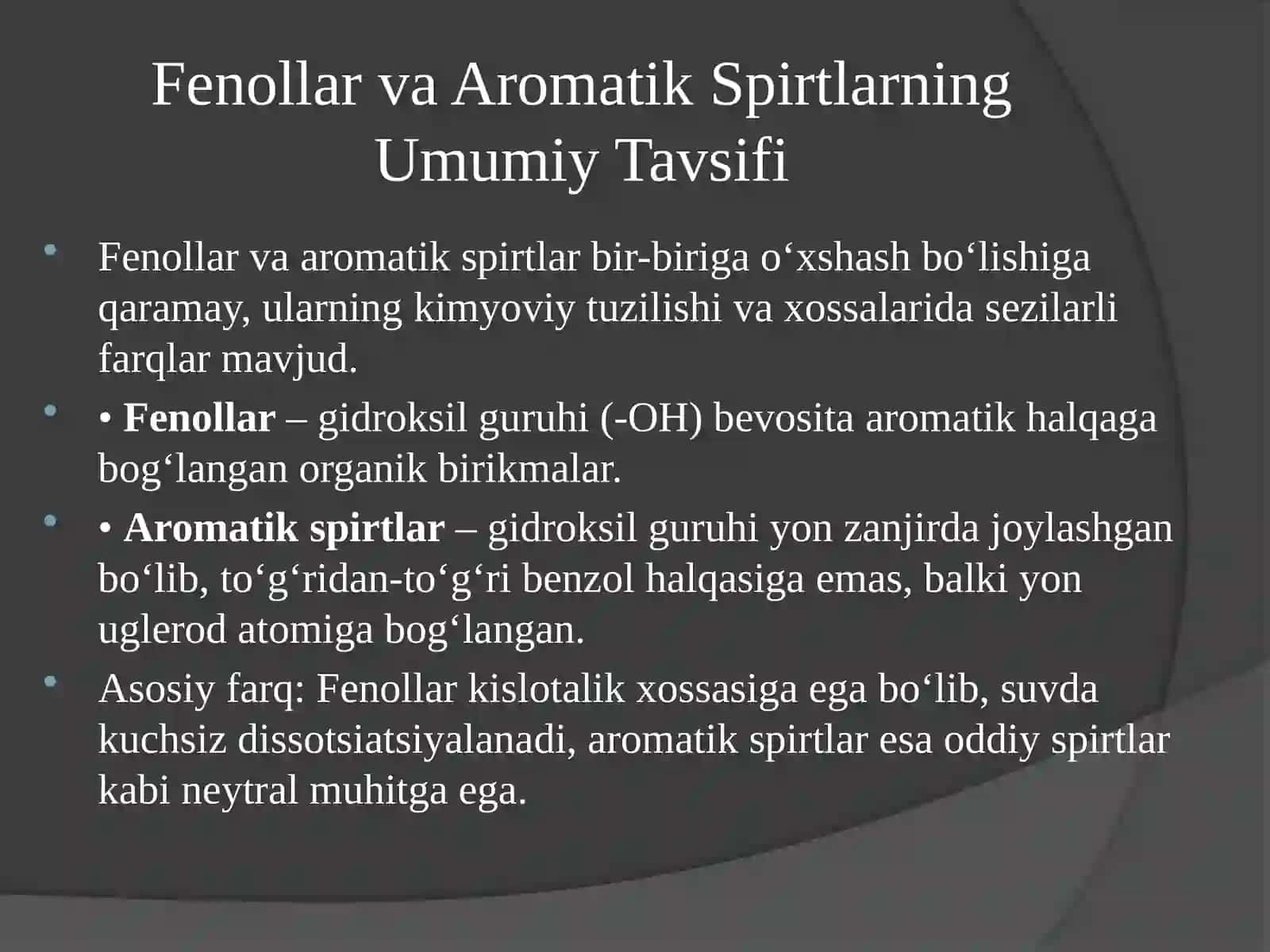 Fenollar va Aromatik Spirtlar 2