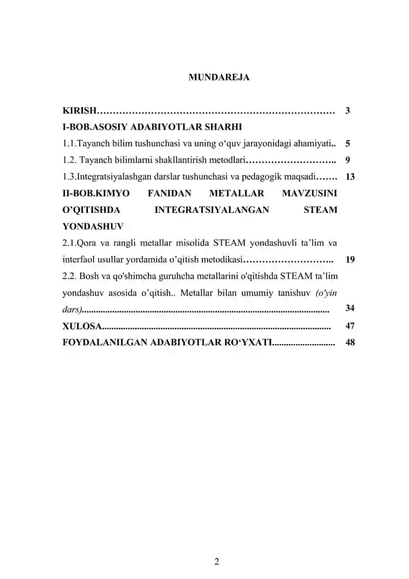 Tayanch bilim, o‘quv malakalarini qo‘llash va rivojlantirish darslari 2