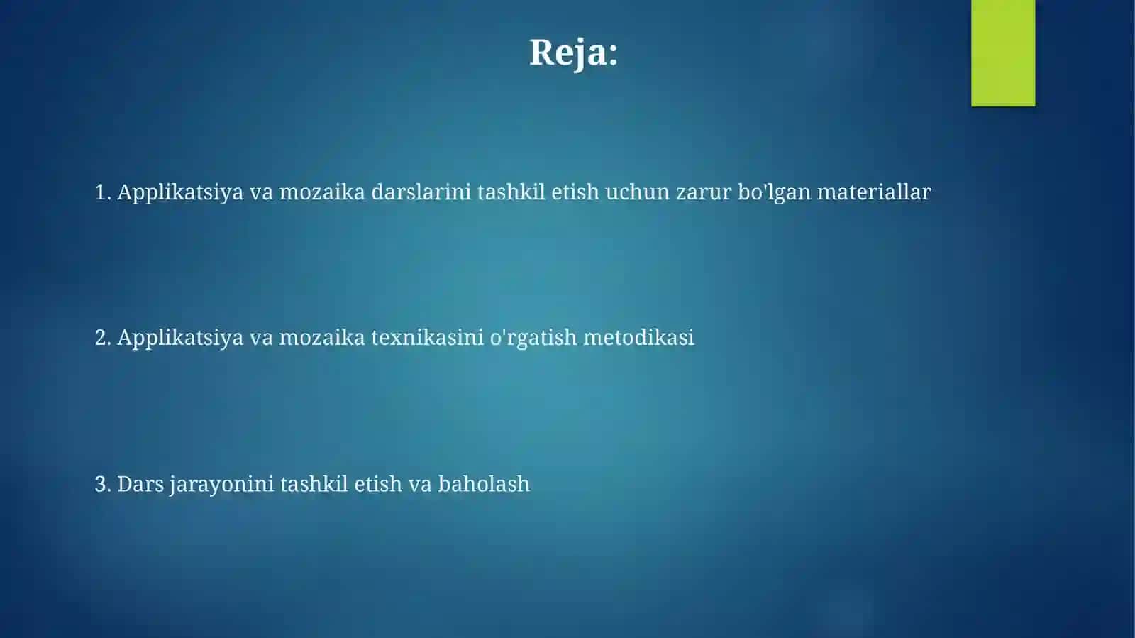 Applikatsiya va mozaika bilan ishlash darslarini to`g`ri tashkil etish talablari 2