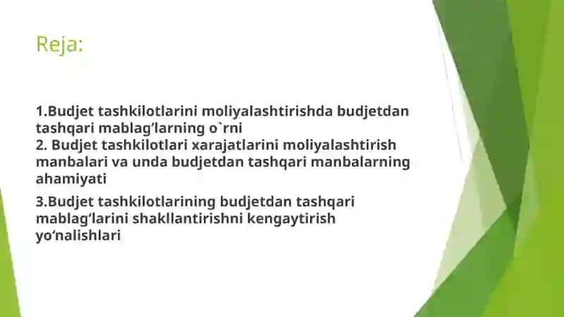 Byudjet tashkilotlarida byudjetdan tashqari mablag'lari jalb qilish 2