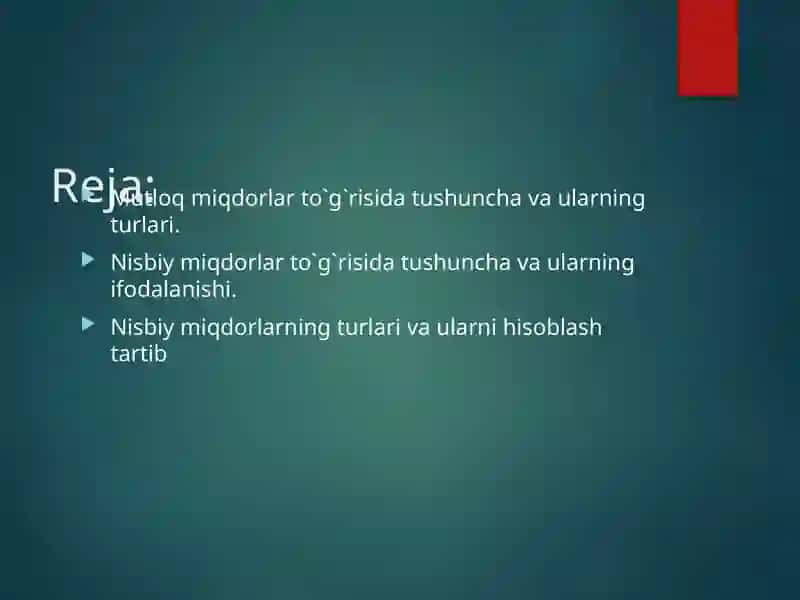 Mutlaq va nisbiy statistik miqdorlar 2