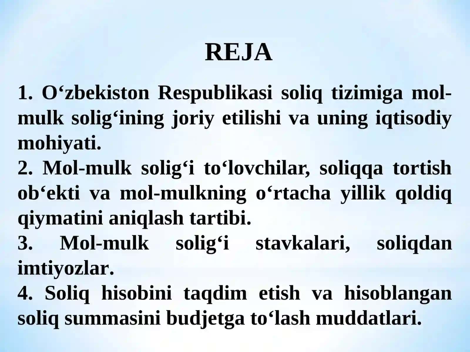 YURIDIK SHAXSLARNING MOL-MULKIGA SOLINADIGAN SOLIQ 2