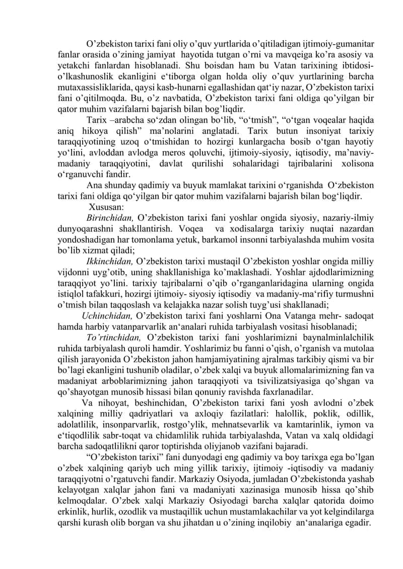 "О‘zbekistonning eng yangi tarixi” о‘quv fanining predmeti, maqsadi va vazifalari, nazariy-metodologik tamoyillari 2