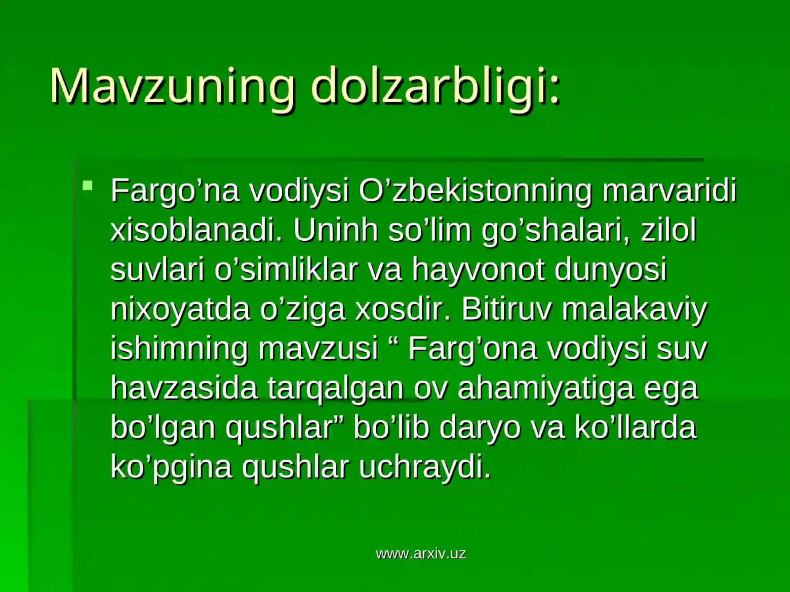 Farg’ona vodiysi hayvonlarining bioxilma xilligini saqlash muammolari 2