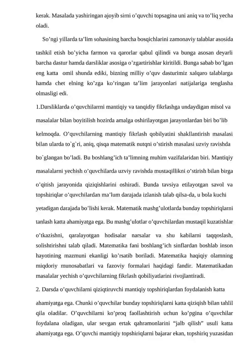 Boshlang‘ich sinf matematika darslarida mantiqiy fikrlashni rivojlantirish 2
