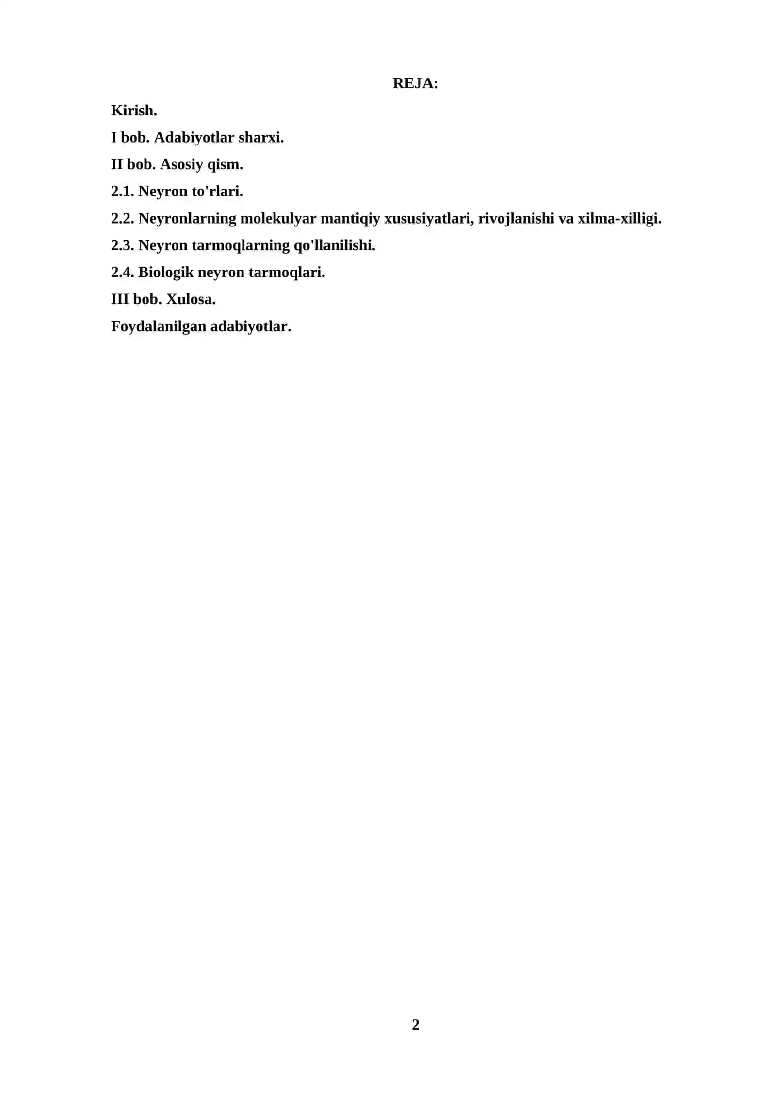 Neyron to`rlarining qo`llanilishi 2