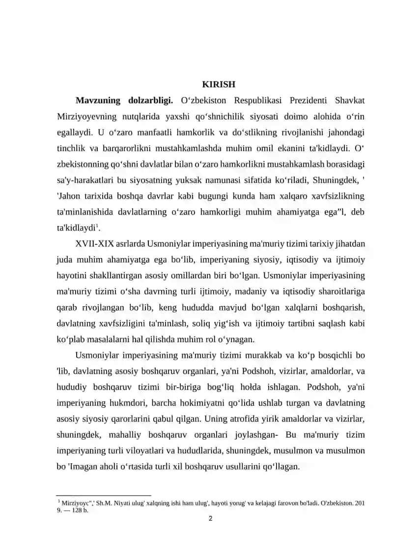 XVII-XIX asrlarda Usmoniylar imperiyasining hukumat tuzilmasi va boshqaruv usullari 2