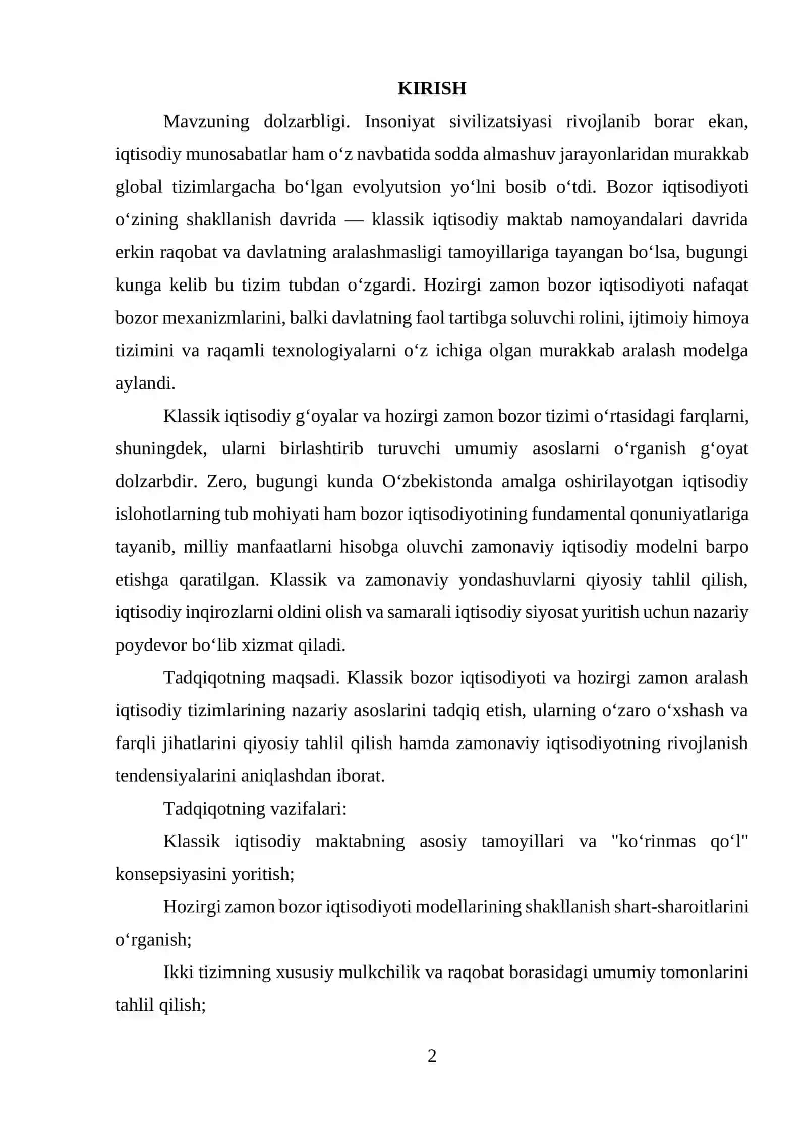 KLASSIK VA HOZIRGI ZAMON BOZOR IQTISODIYOTI, ULARNING UMUMIY TOMONLARI VA FARQLARI 2