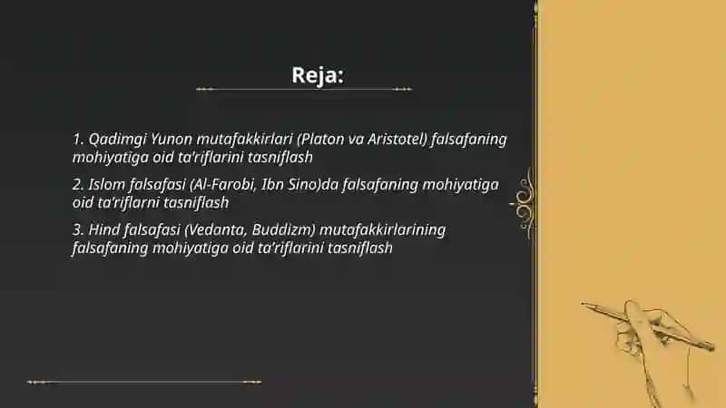 Falsafaning mohiyatiga oid Sharq va Gʻarb mutafakkirlari ta'riflarini tasniflash 2