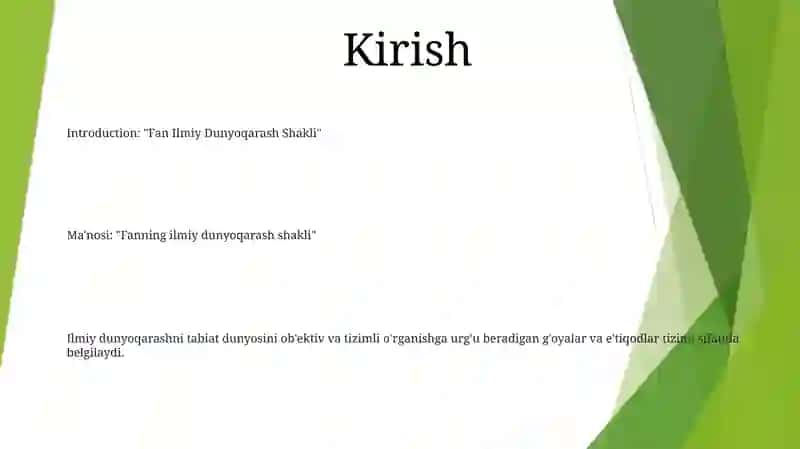 Fan Ilmiy Dunyoqarash Shakli 2