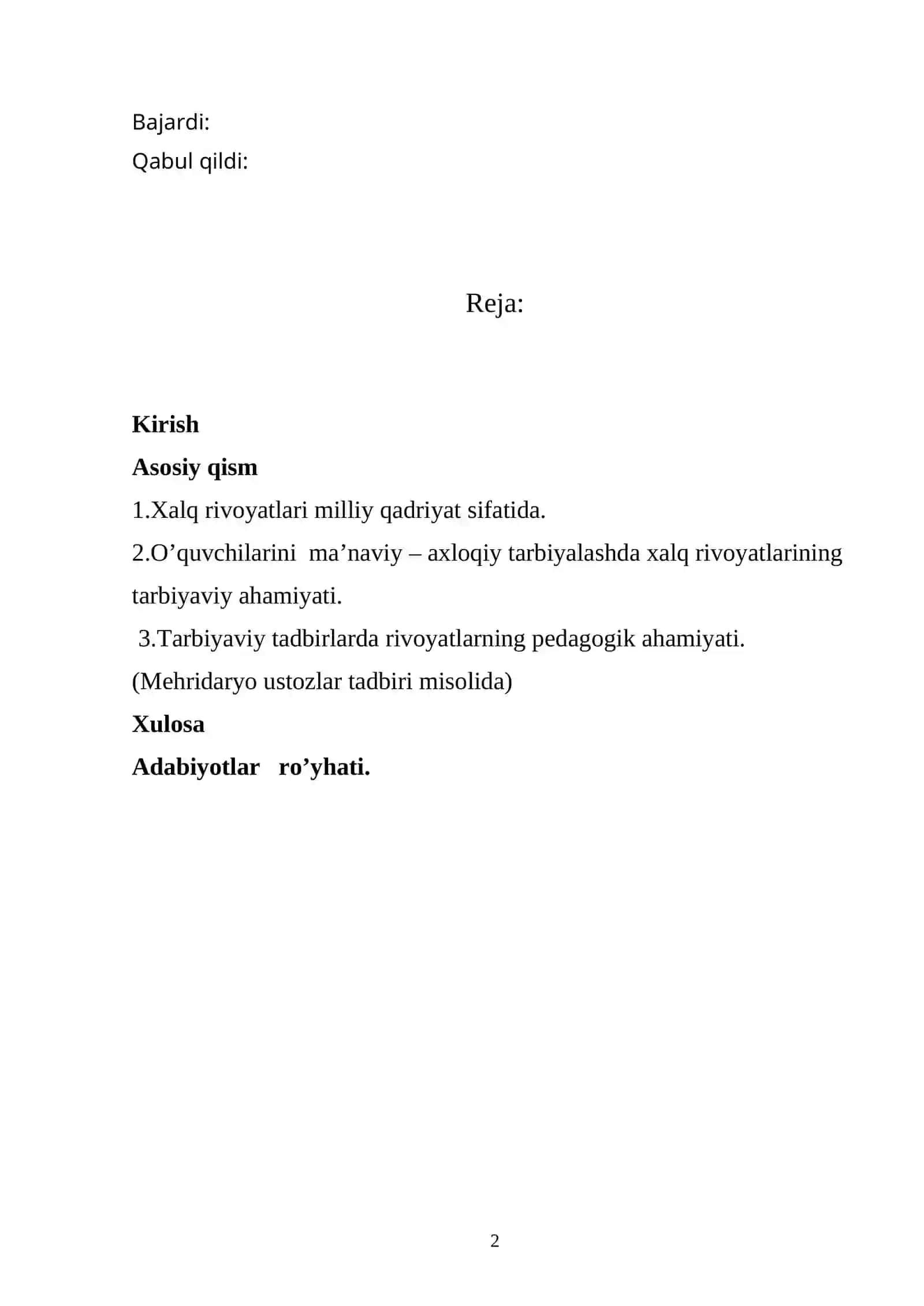 Tarbiyaviy tadbirlarda xalq rivoyatlaridan foydalanish 2