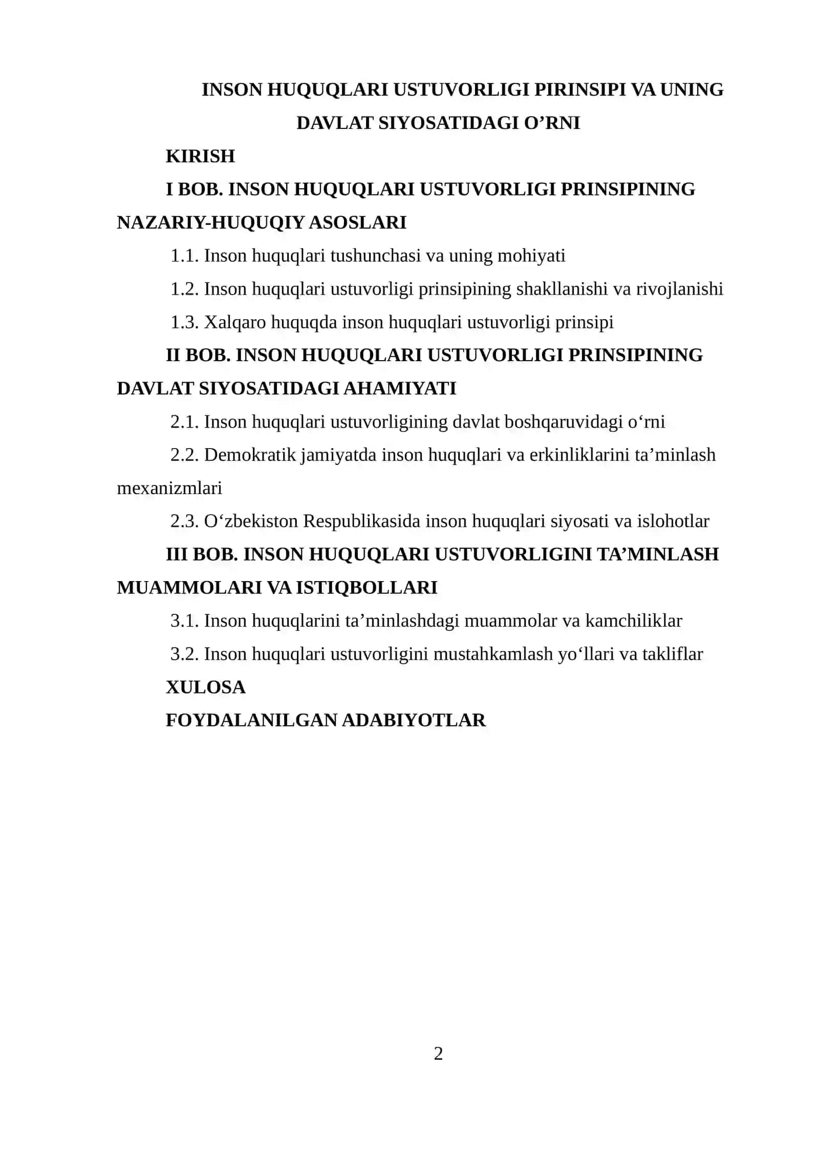 INSON HUQUQLARI USTUVORLIGI PIRINSIPI VA UNING DAVLAT SIYOSATIDAGI O’RNI 2