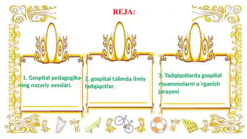 TURLI YO`NALISHDAGI ILMIY TADQIQOTLARDA GOSPITAL MUAMMOLARNI O`RGANISH 2