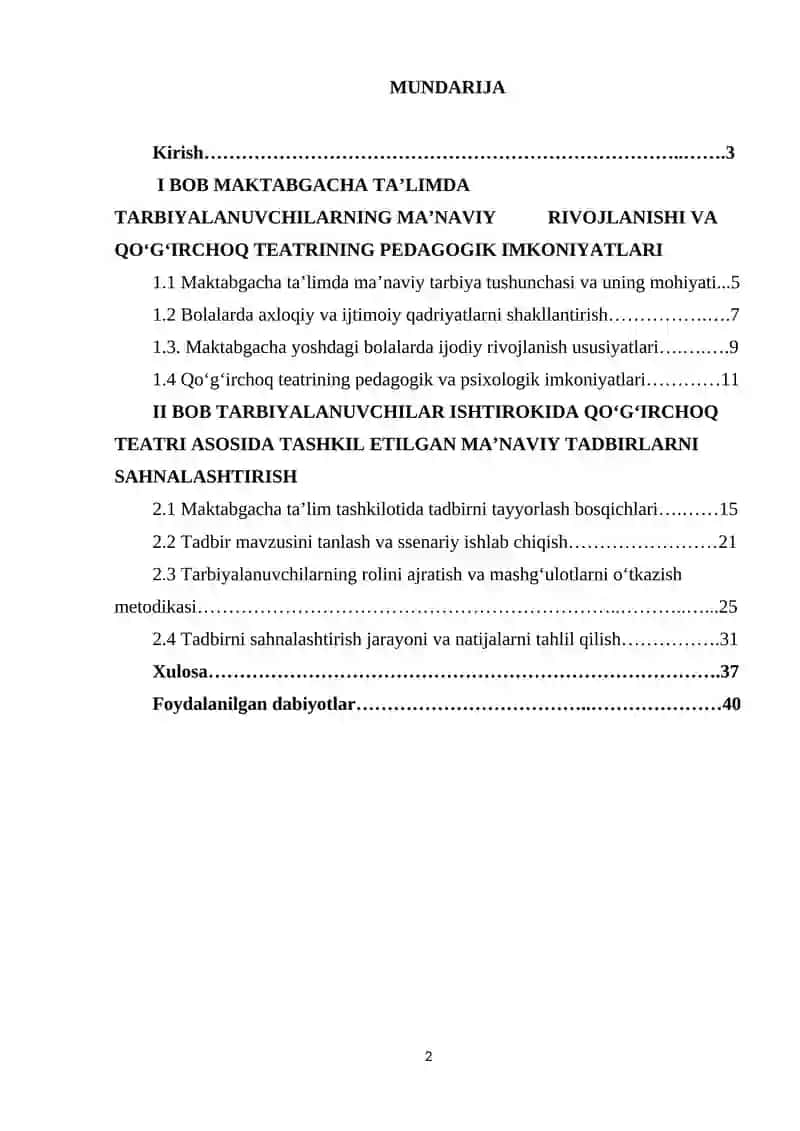 Maktabgacha ta'lim jarayonida tarbiyalanuvchilar ishtirokida qo'g'irchoq teatri asosida tashkil etilgan ma'naviy tadbirlarni sahnalashtirish2.docx 2