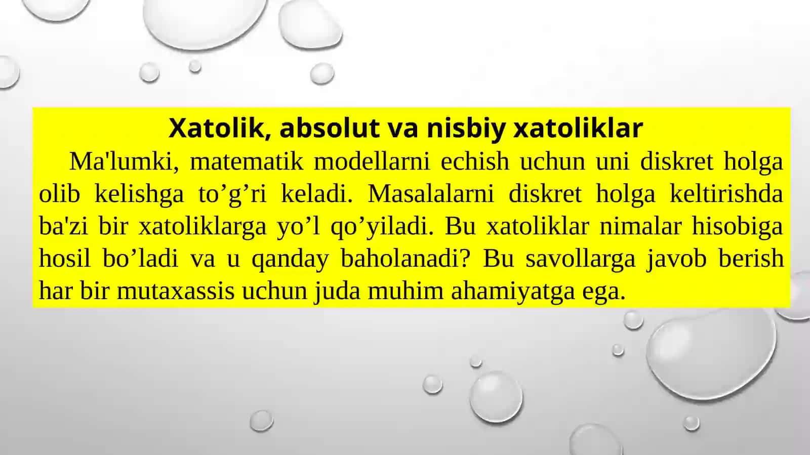 Xatoliklar arifmetikasi. Xatoliklarni aniqlashda differensialhisobiniqoʻllash 2