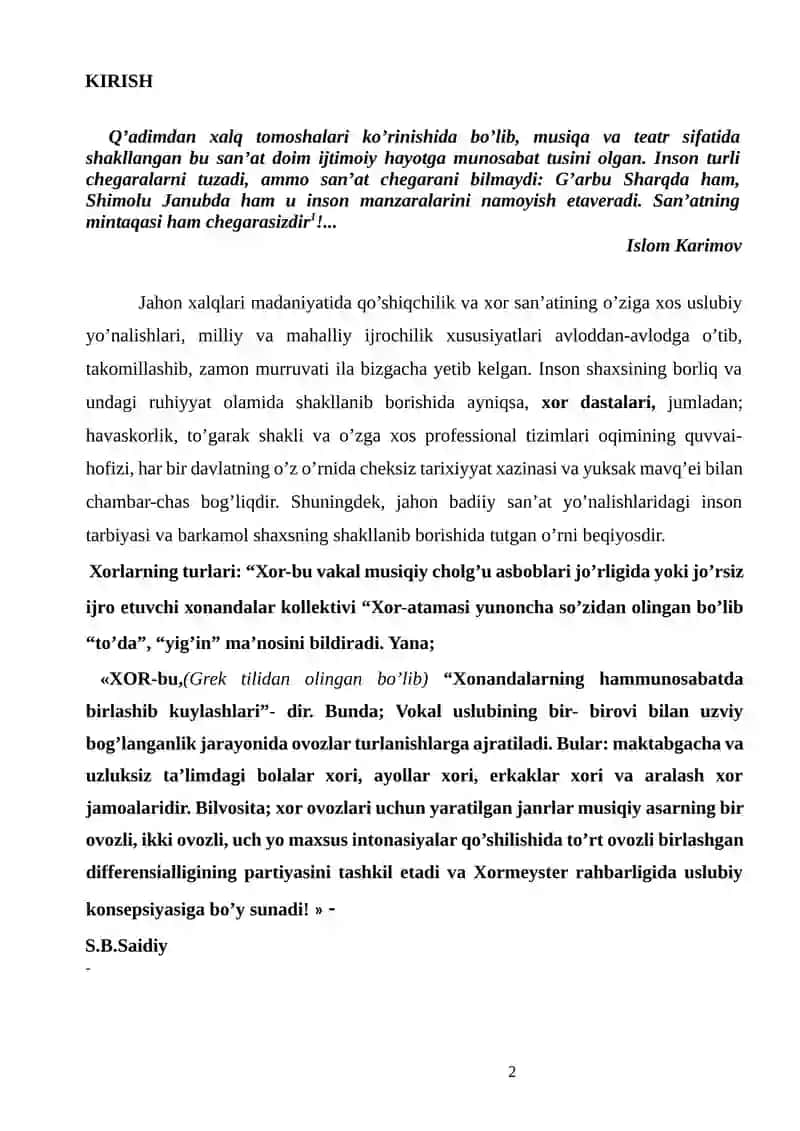 Xor san'ati va qo'shiqchilik 2