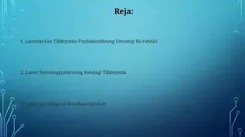 Lazerning tibbiyotda qoʻllanishi 2