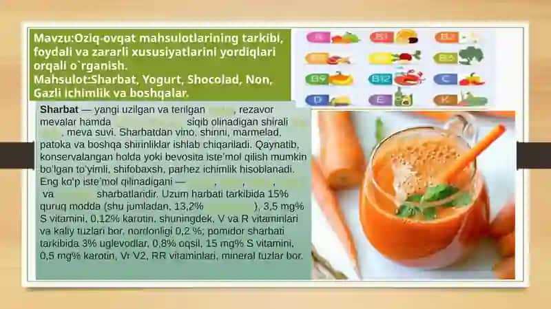 Sharbat, Yogurt, Shocolad, Non, Gazli ichimlik 2