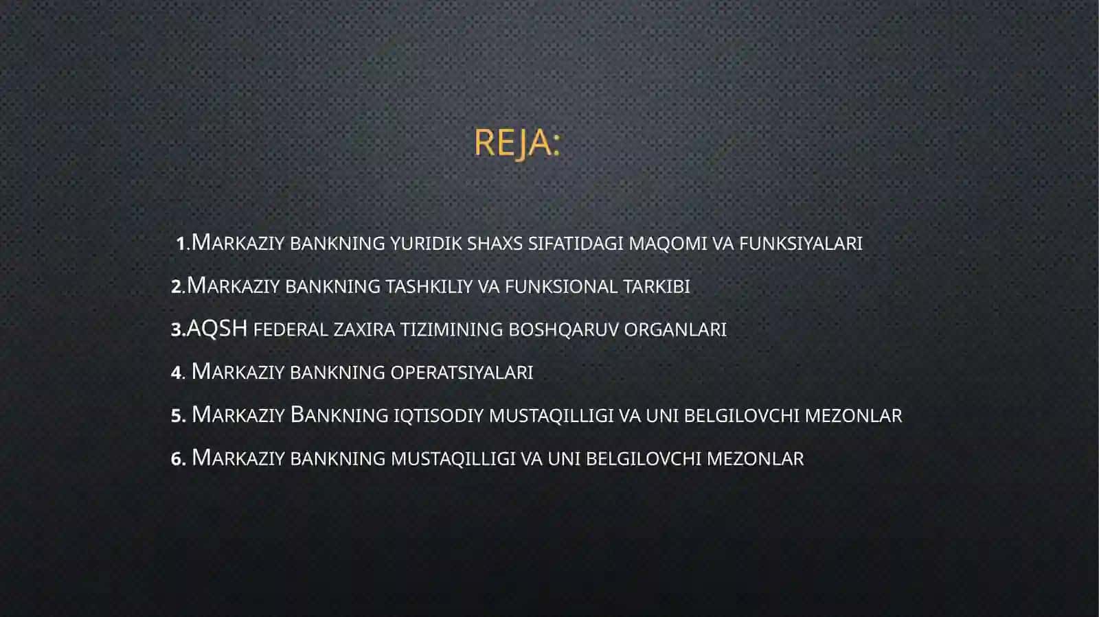 Markaziy bank va uning funksiyalari. Markaziy bankning mustaqilligi 2
