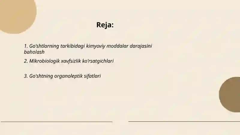 Go'shtlarning sifat ekspertizasini o'tkazishda xavfsizlik ko'rsatgichlariga talablar 2