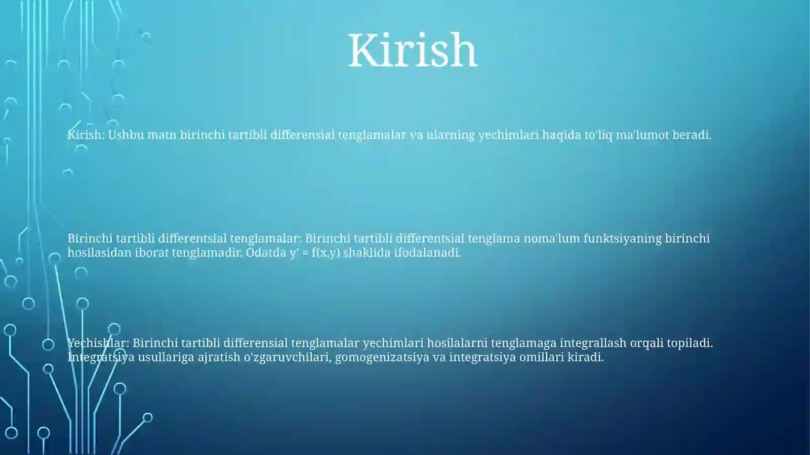 Bir Jinsliga Keltriladigan Differensial Tenglamalar Va Ularni Yechish 2