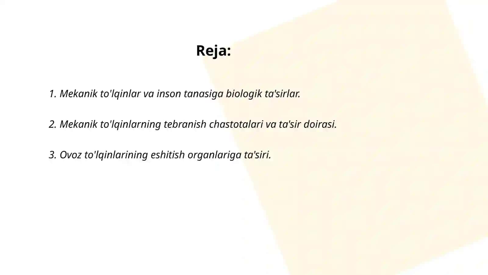 Mehanik to'lqinlarning inson organizmiga ta'siri 2
