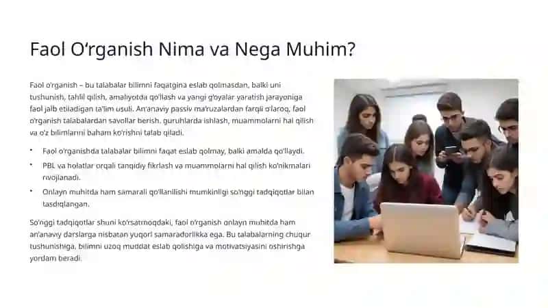 Faol Onlayn Usullar: PBL, Holatlar, Bahslar va Tengdoshlarni Ko‘rib Chiqish 2