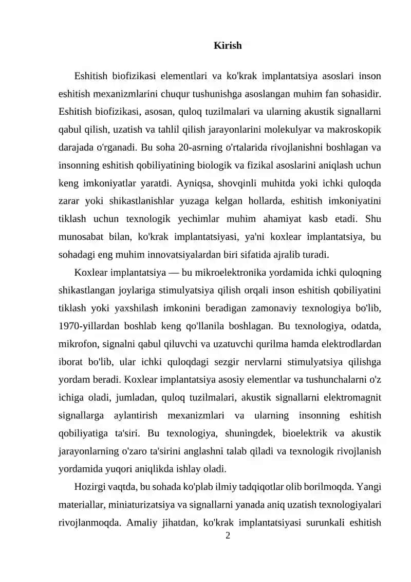 Eshitish biofizikasining asosiy tushunchalari va mexanizmlari 2