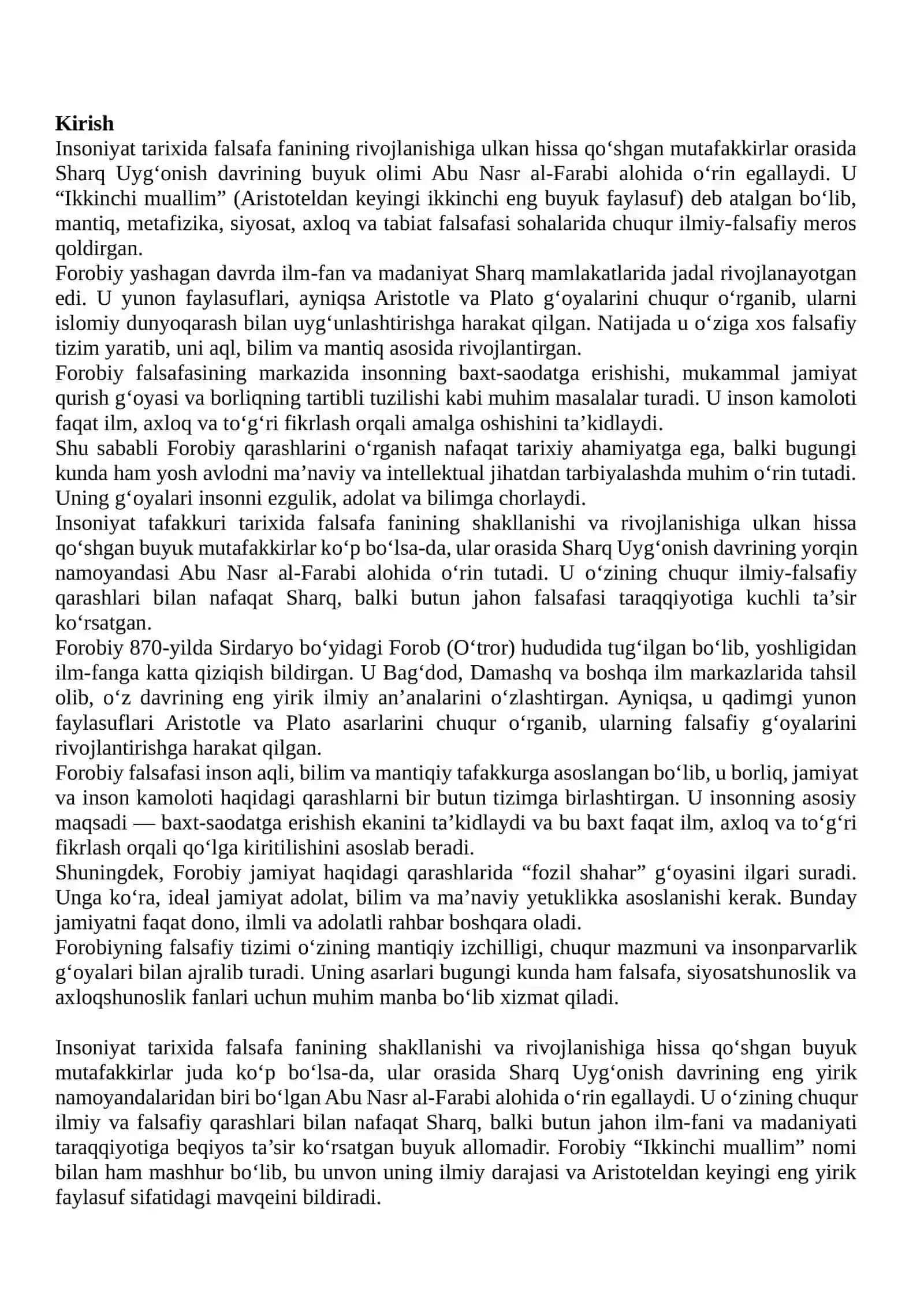 Forobiyning falsafiy qarashlari klastek usuli qo‘llagan holda yoritiladi 2