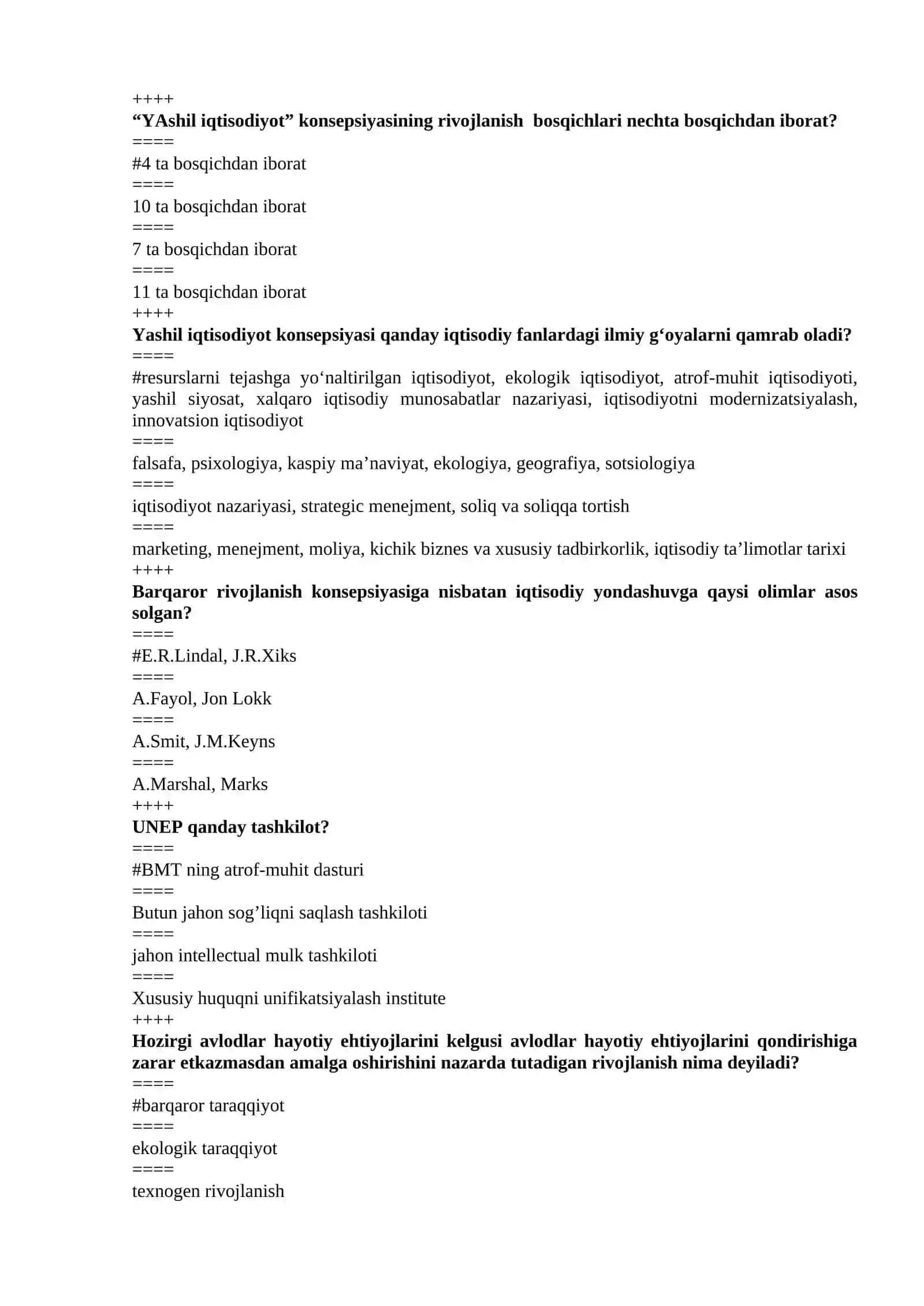“Yashil iqtisodiyot” iqtisodiy fan sifatida qachon shakllangan? 2