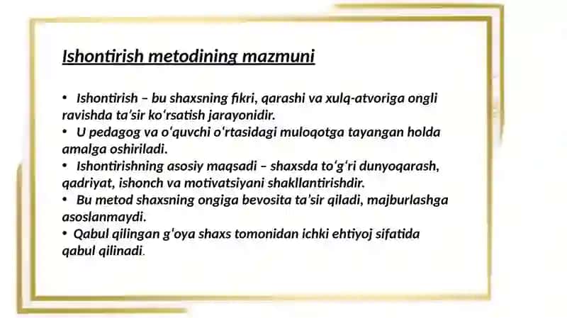 Ijtimoiy pedagogikada ishontirish metodi 2
