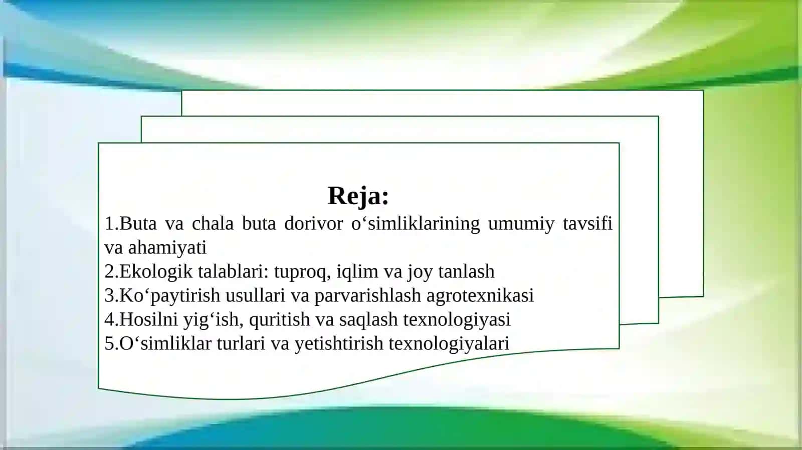Buta,chala buta dorivor oʻsimliklarini yetishtirish texnologiyasi. 2