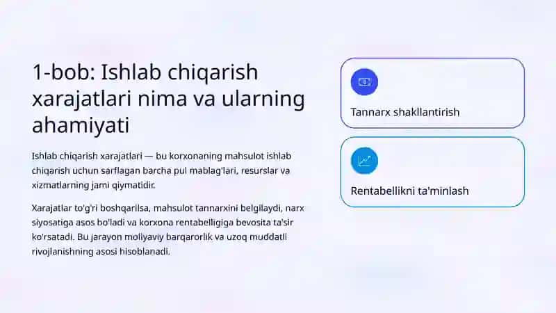 Korxonaning Ishlab Chiqarish Xarajatlarini Tahlil Qilish 2