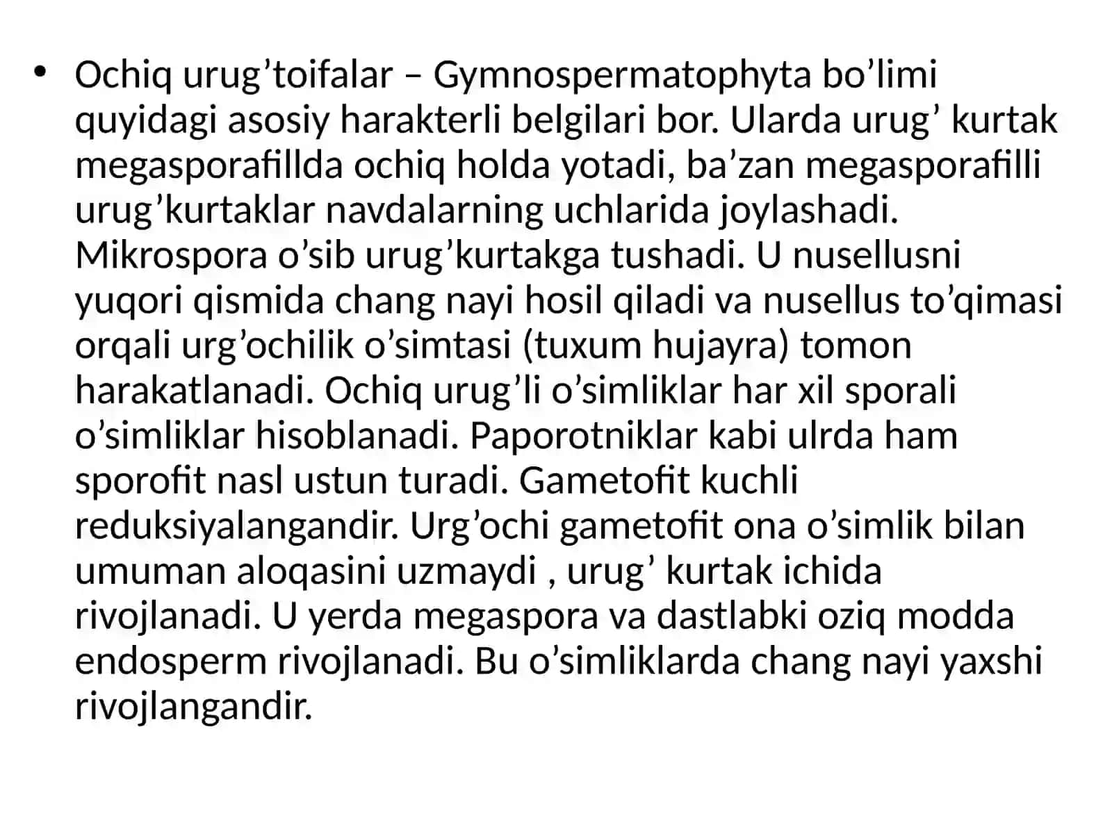 Ochiq va yopiq urug‘li o‘simliklar, ularning qishloq xo‘jaligida ahamiyati 2