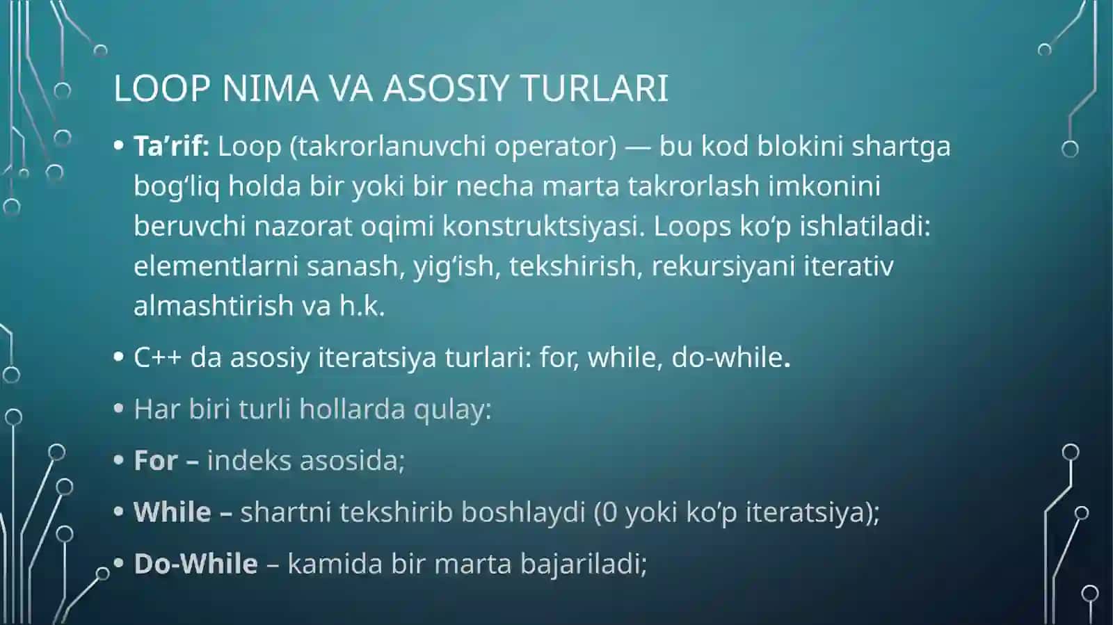 Takrorlanuvchi algoritmlar 2