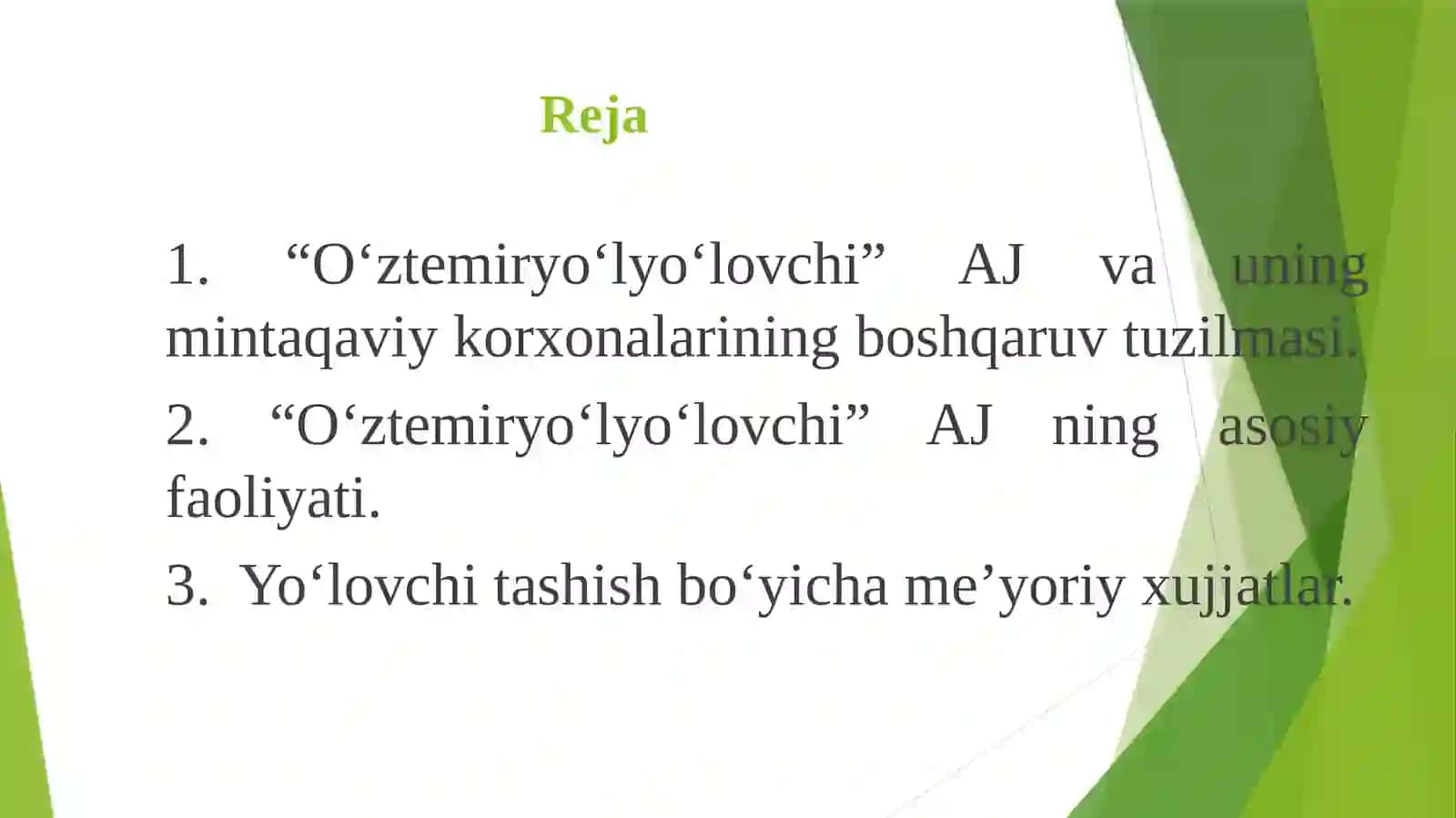 3-Ma’ruza.YO‘LOVCHILAR TASHISHNING BOSHQARUVSTRUKTURASI 2