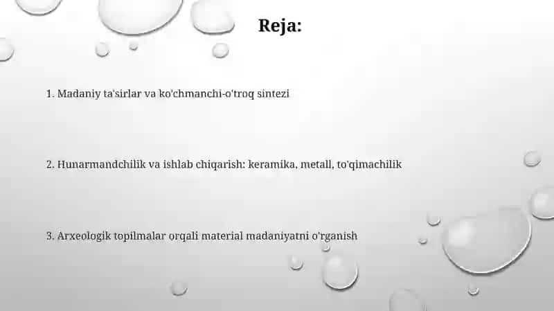 Oʻrta osiyoning ilk Oʻrta asrlar moddiy madaniyati 2