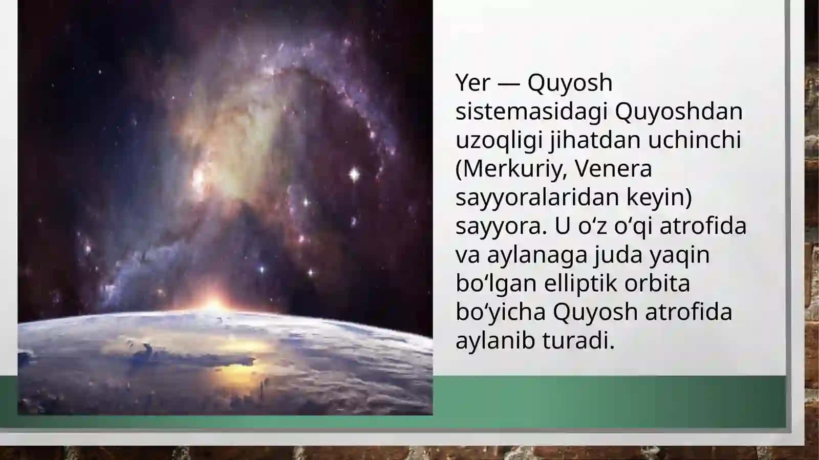 Quyosh sistemasi. Yer uning shakli va harakatlari 2