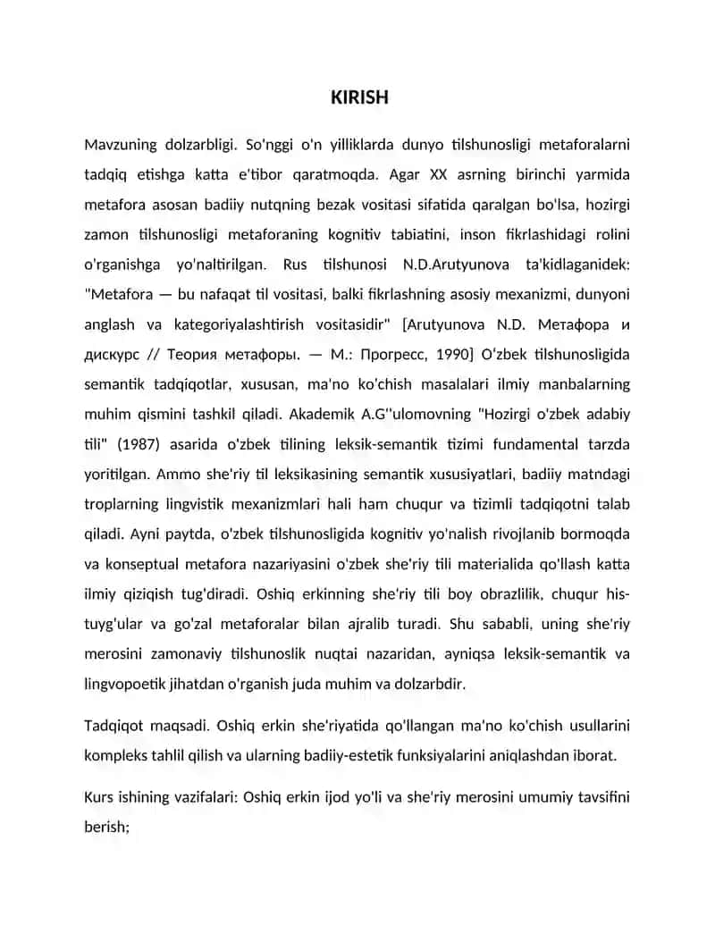 Kurs ishi_Oshiq Erkin sheʼriyatida maʼno koʻchishi hodisalari 2