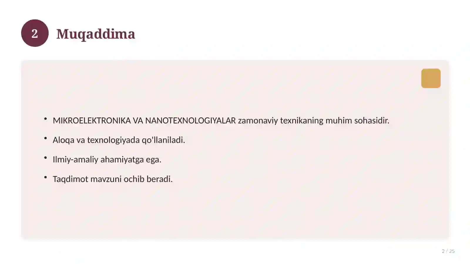 MIKROELEKTRONIKA VA NANOTEXNOLOGIYALAR 2