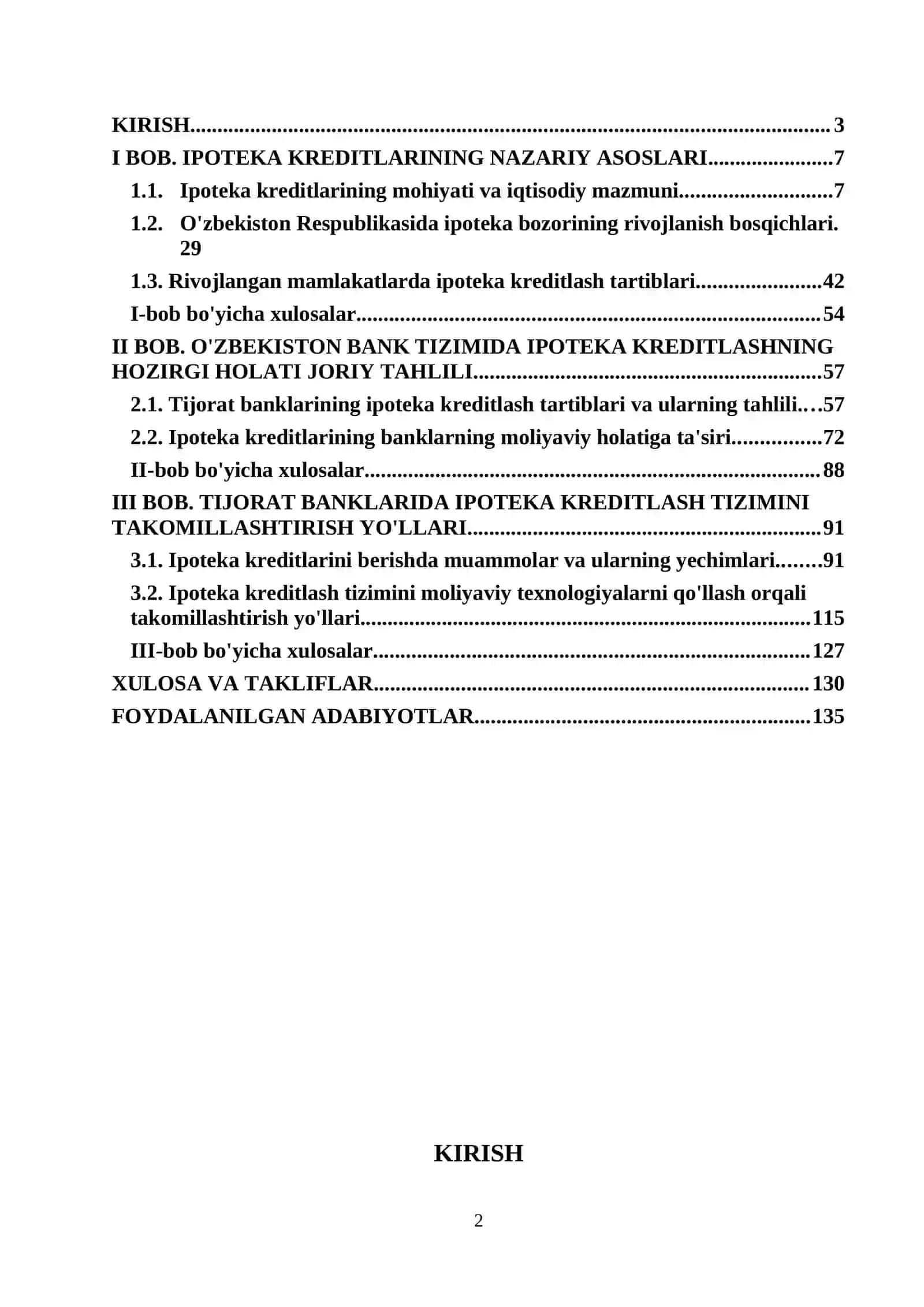 IPOTEKA KREDITLARI BERISH TIZIMINI YANADA TAKOMILLASHTIRISH.BMI 2