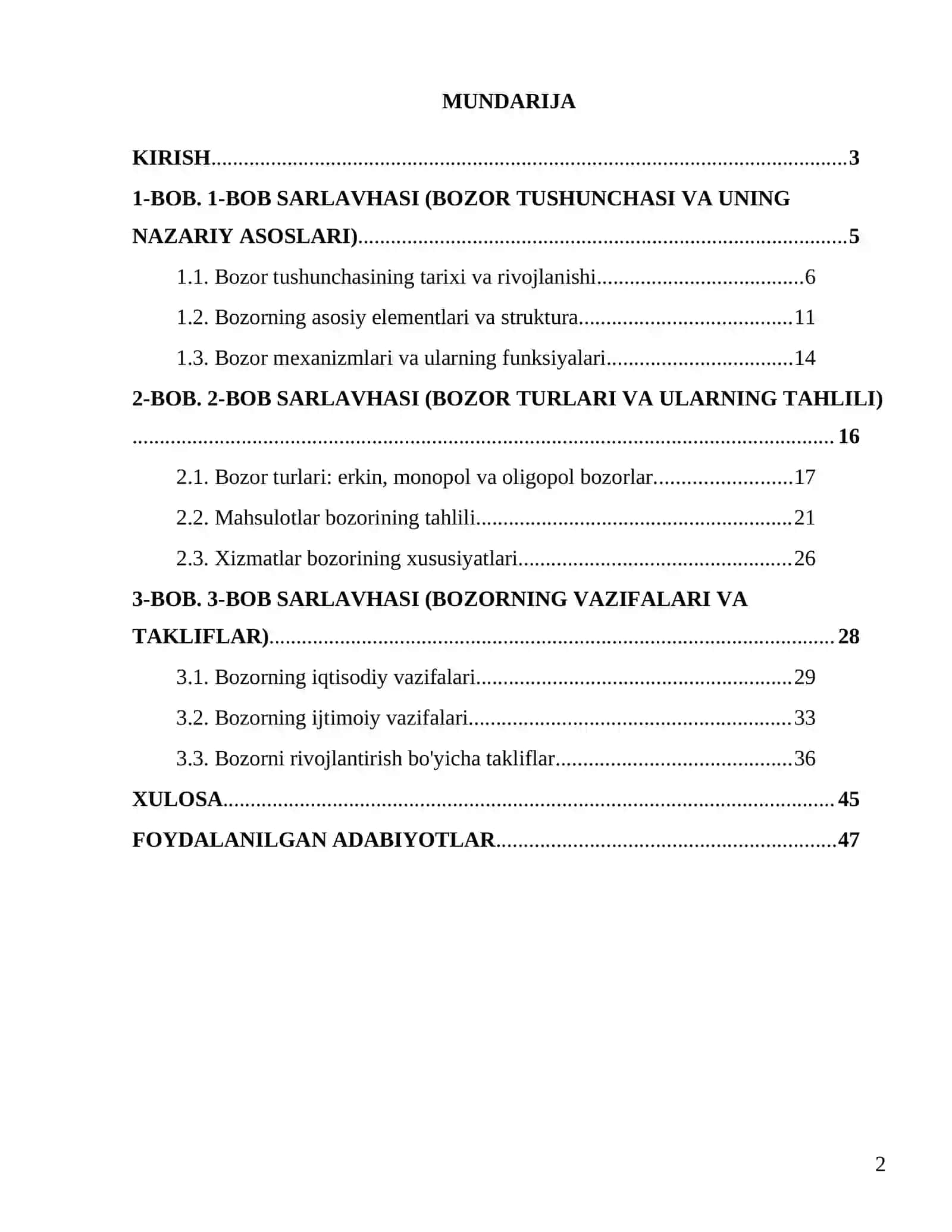 Bozor tushunchasi uning vazifalari va bozor turlari 2