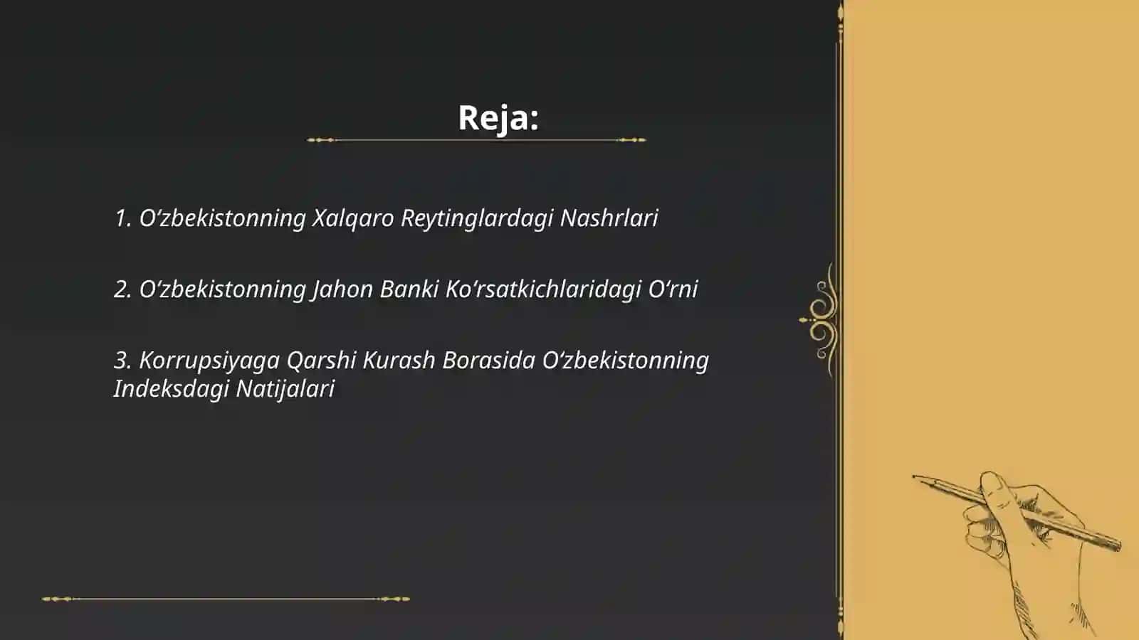 Oʻzbekiston Respublikasining xalqaro reyting va indekslaridagi oʻrni va nufuzini ortib borishi 2