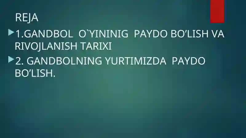 GANDBOL O'YININIG PAYDO BO'LISHI VA RIVOJLANISH TARIXI 2