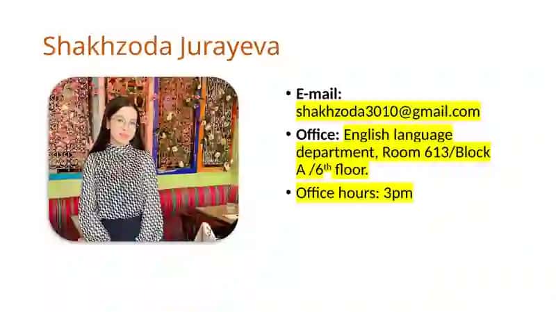 Syllabus, tasks and assessment criteria 2