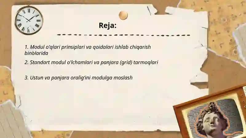 Modul oʻqlari prinsiplari va qoidalari ishlab chiqarish binolarida 2