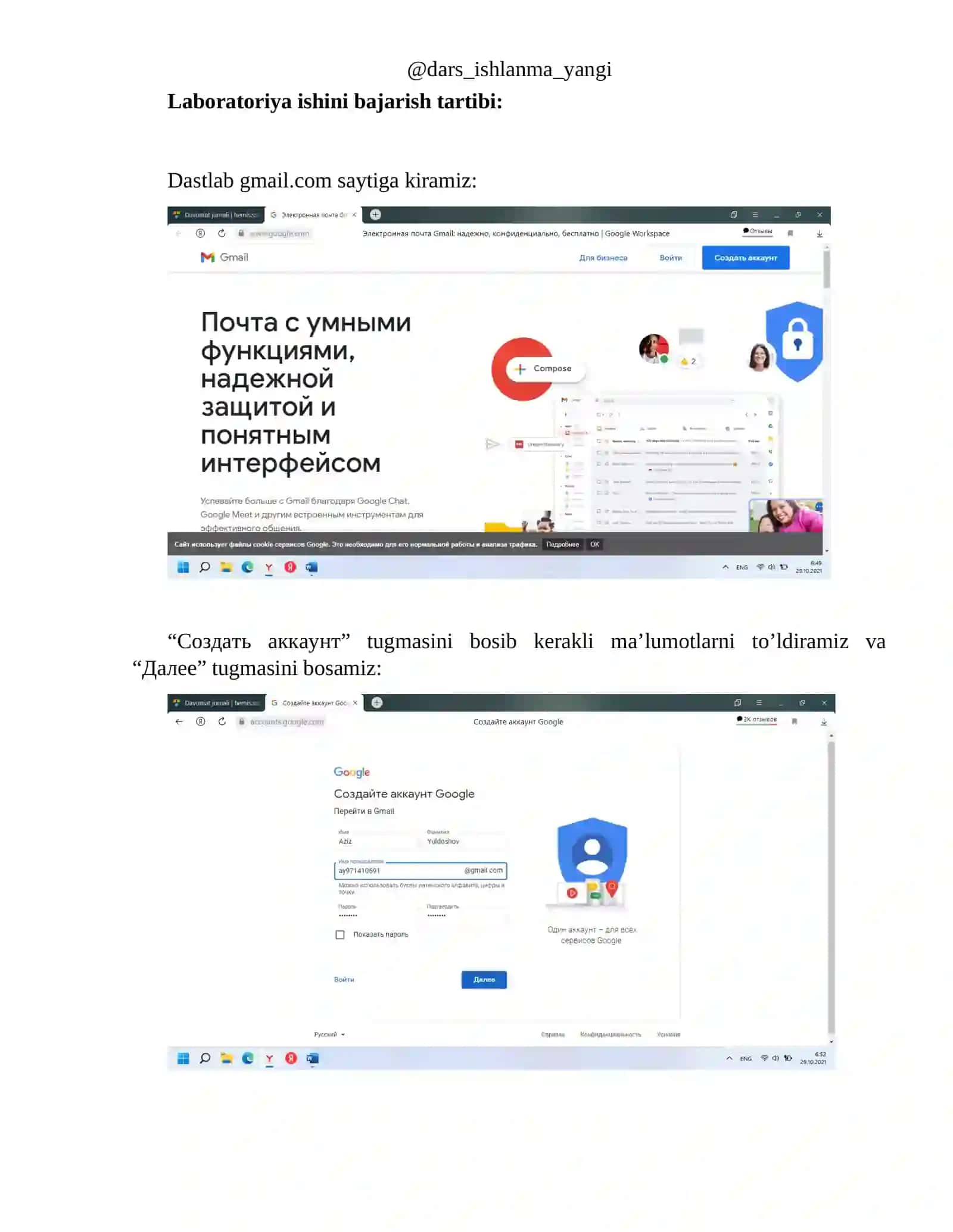 Google xizmatlari uchun Gmail e-pochta ochish 2